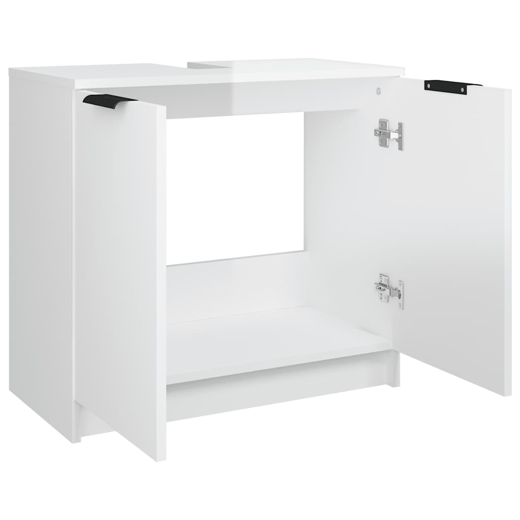 Bathroom Cabinet High Gloss White 64.5x33.5x59cm Engineered Wood