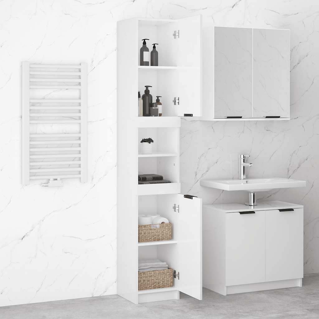 Bathroom Cabinet High Gloss White 32x34x188.5cm Engineered Wood