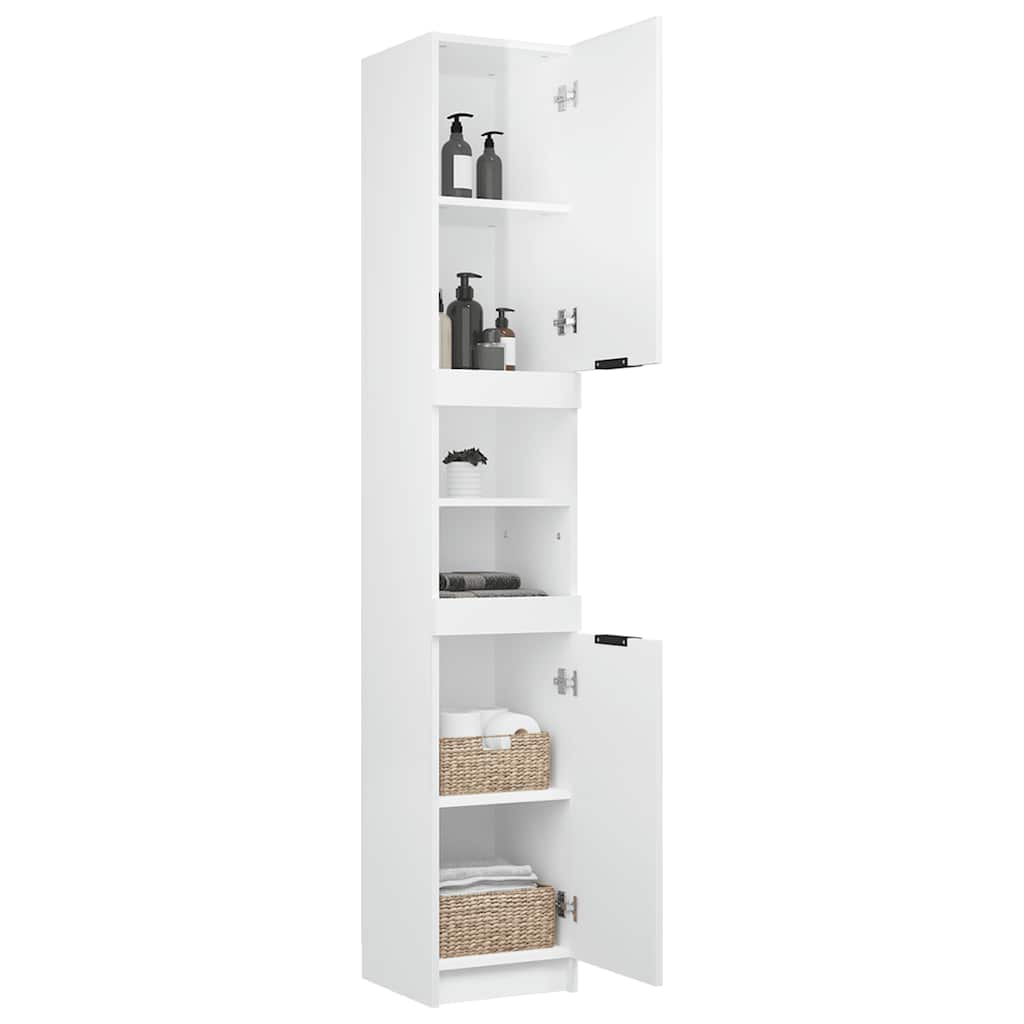 Bathroom Cabinet High Gloss White 32x34x188.5cm Engineered Wood