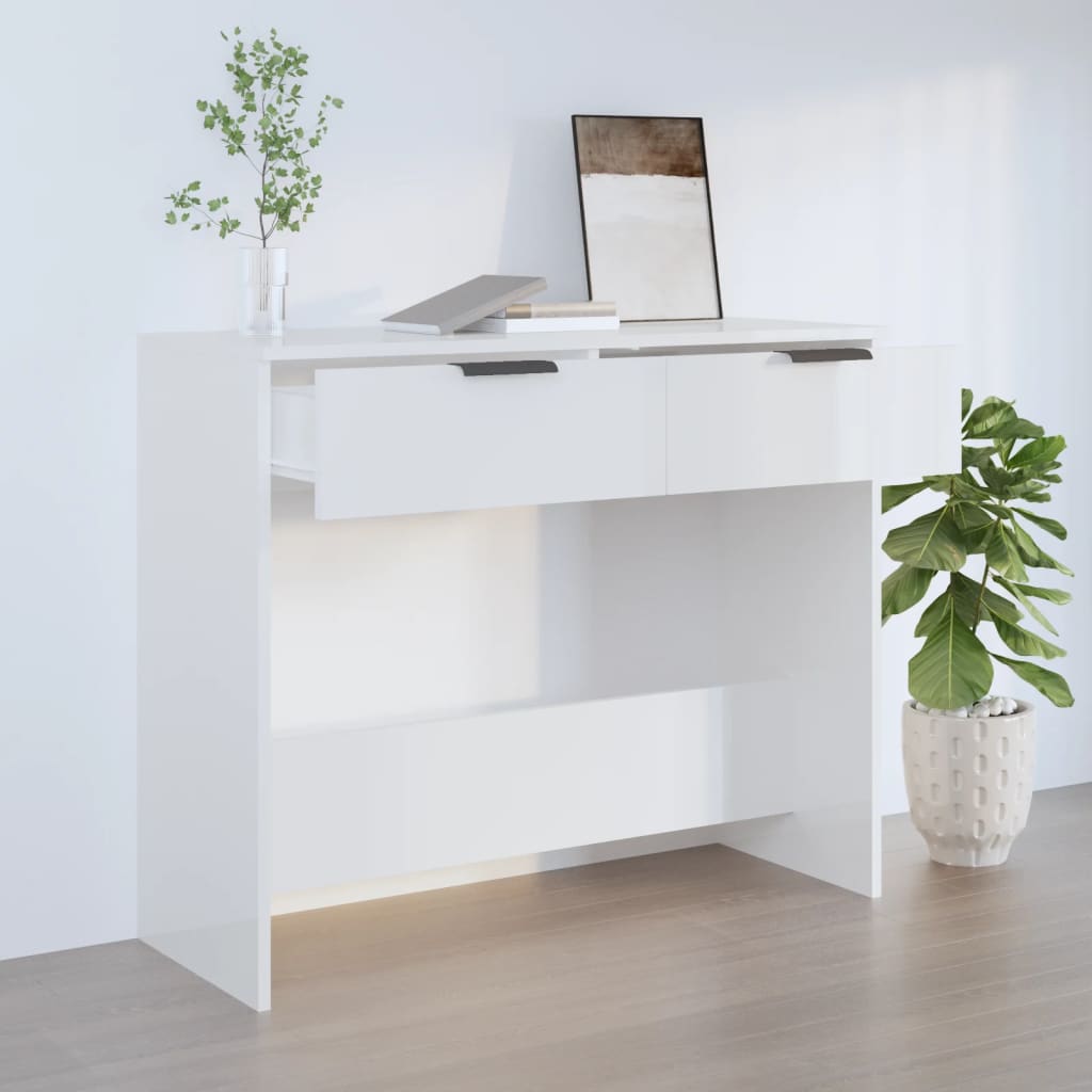 Console Table High Gloss White 90x36x75 cm Engineered Wood
