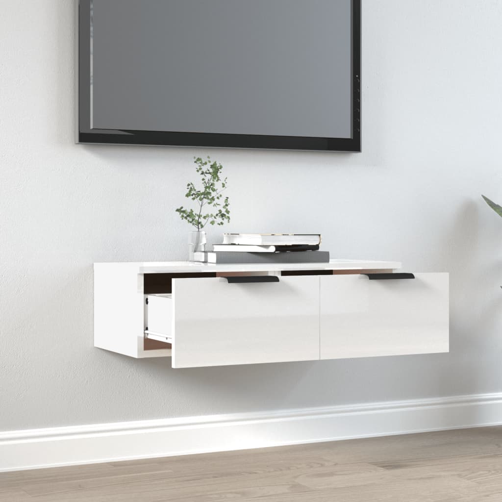 Wall Cabinet High Gloss White 68x30x20 cm Engineered Wood