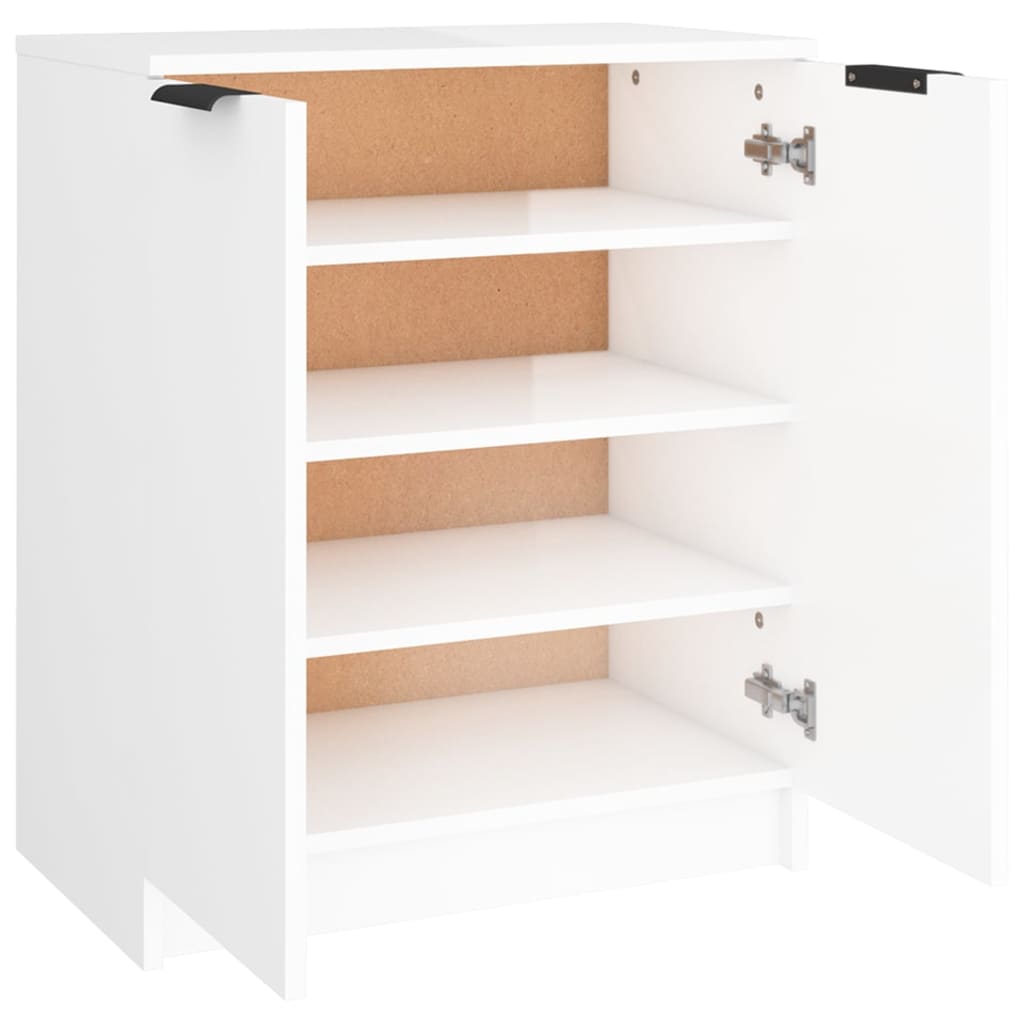 Shoe Cabinet High Gloss White 59x35x70 cm Engineered Wood
