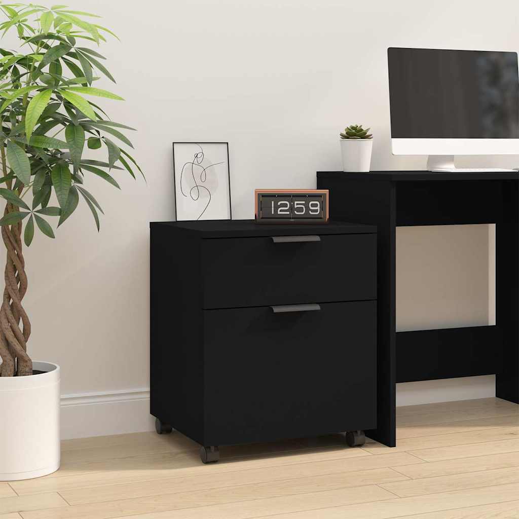 Mobile File Cabinet with Wheels Black 45x38x54cm Engineered Wood
