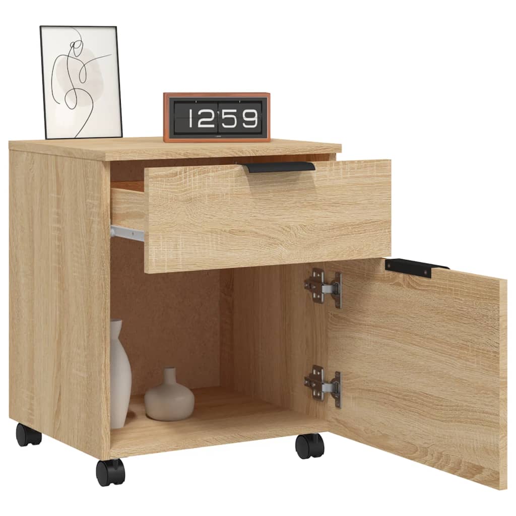 Mobile File Cabinet with Wheels Sonoma Oak 45x38x54 cm Engineered Wood
