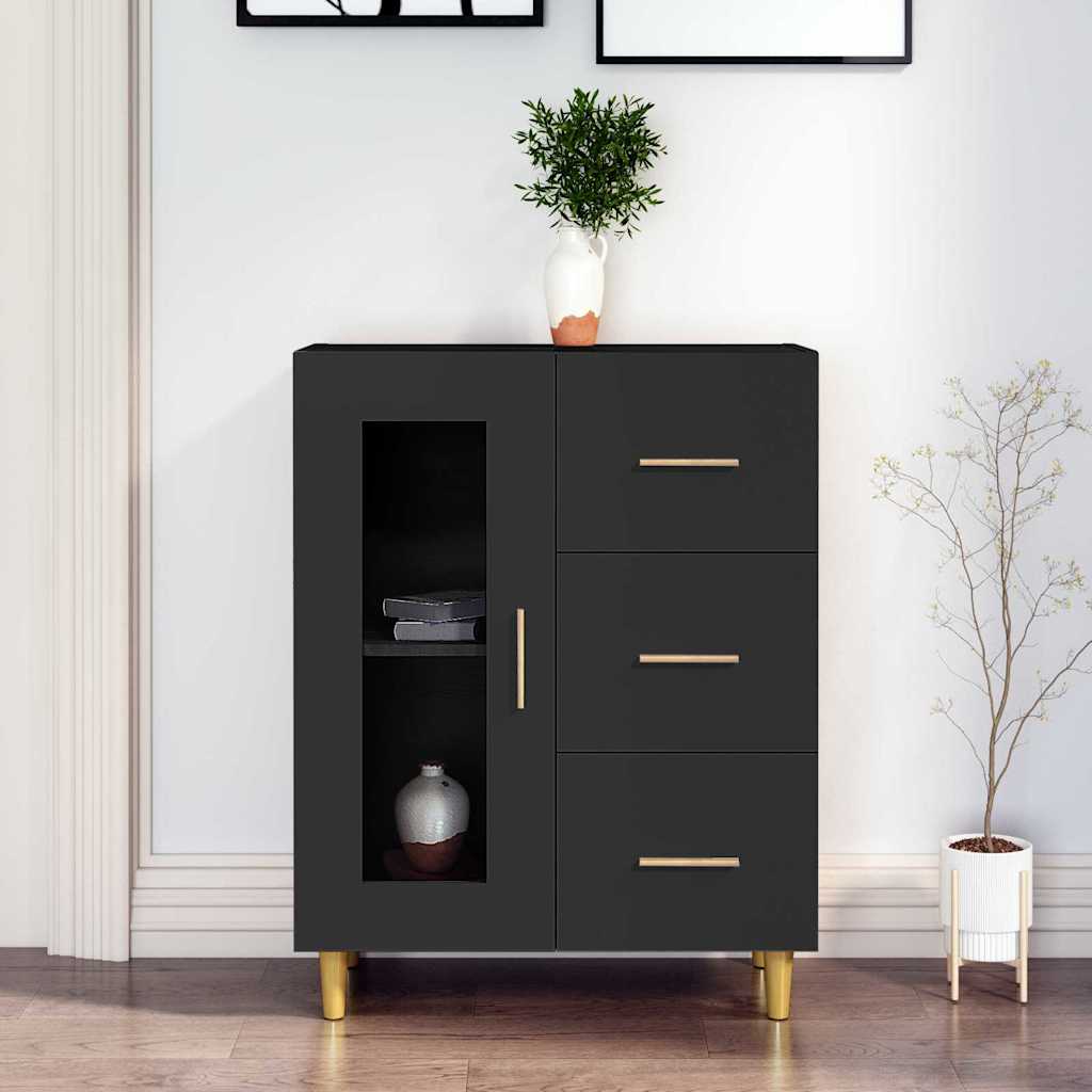 Sideboard with Drawer Black 69,5 x 34 x 90 cm Engineered Wood