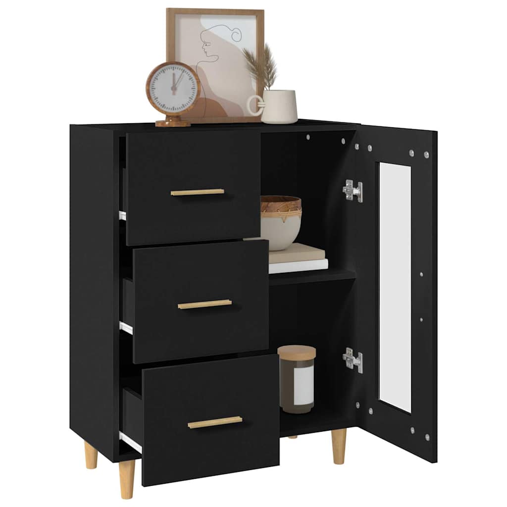 Sideboard with Drawer Black 69,5 x 34 x 90 cm Engineered Wood