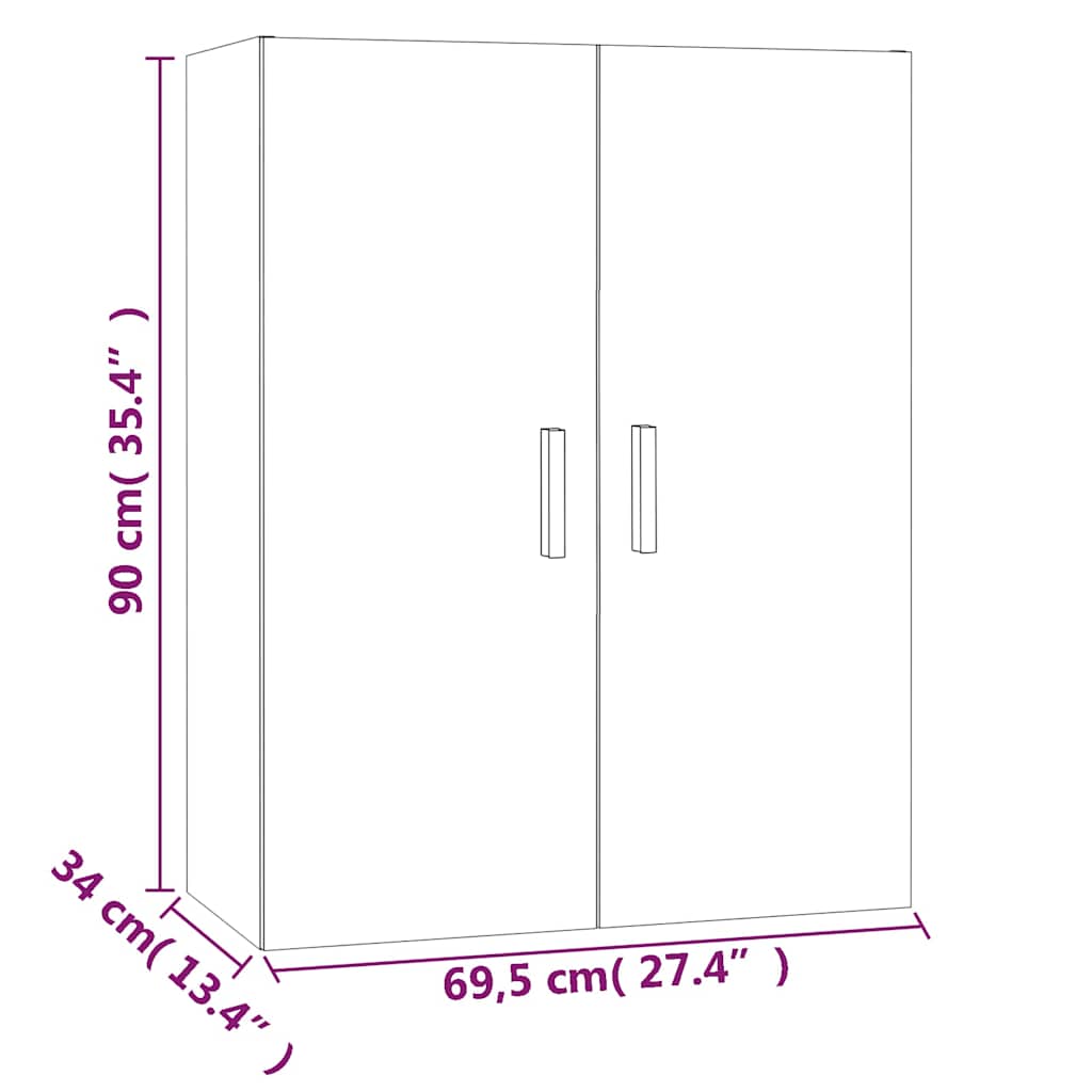 Hanging Wall Cabinet Black 69.5x34x90 cm