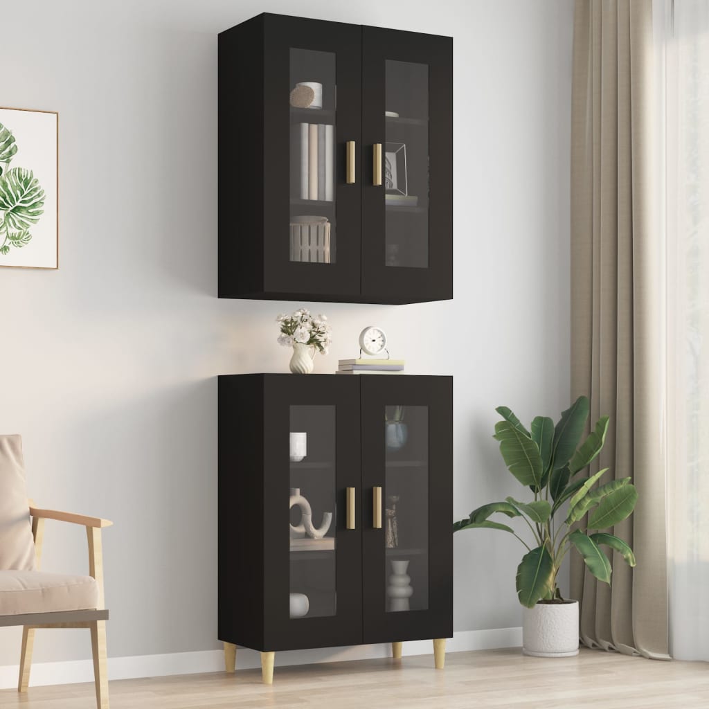 Hanging Wall Cabinet Black 69.5x34x90 cm