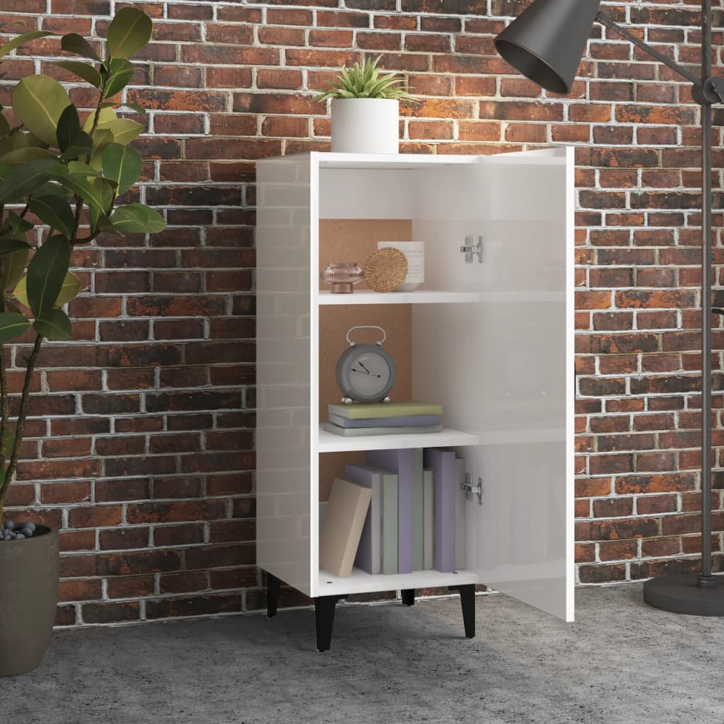 Sideboard High Gloss White 34.5x34x90 cm Engineered Wood