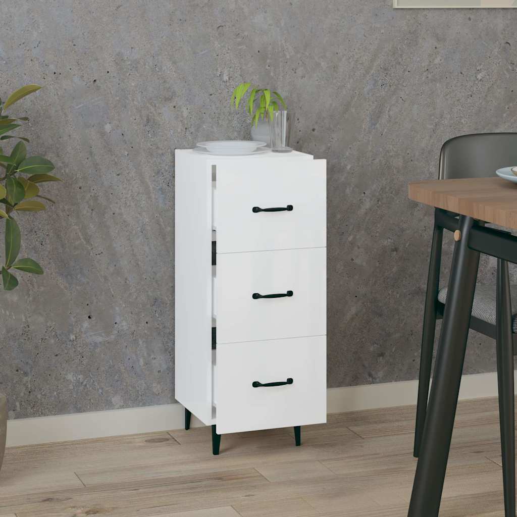 Sideboard High Gloss White 34.5x34x90 cm Engineered Wood