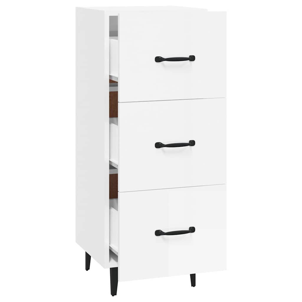 Sideboard High Gloss White 34.5x34x90 cm Engineered Wood