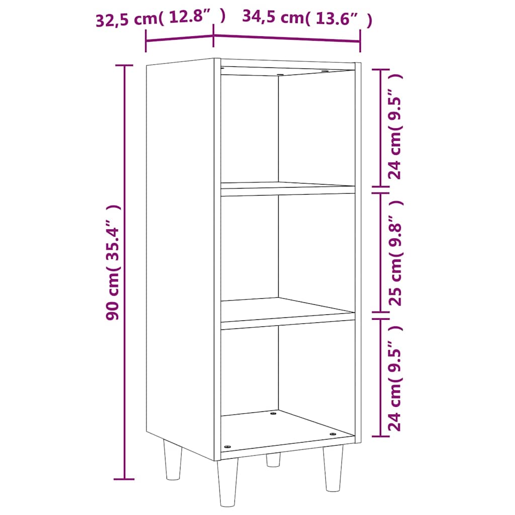 Sideboard White 34.5x32.5x90 cm Engineered Wood