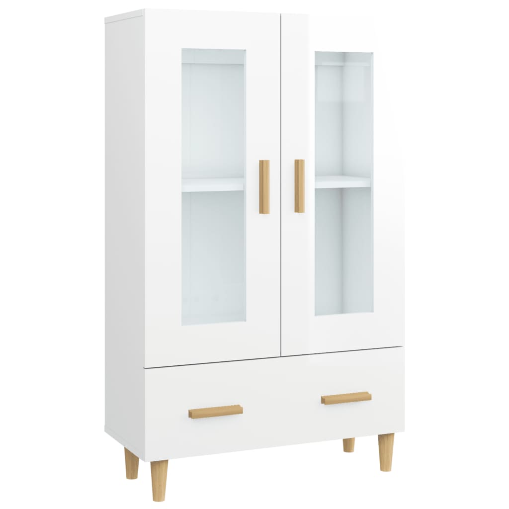 Highboard High Gloss White 70x31x115 cm Engineered Wood