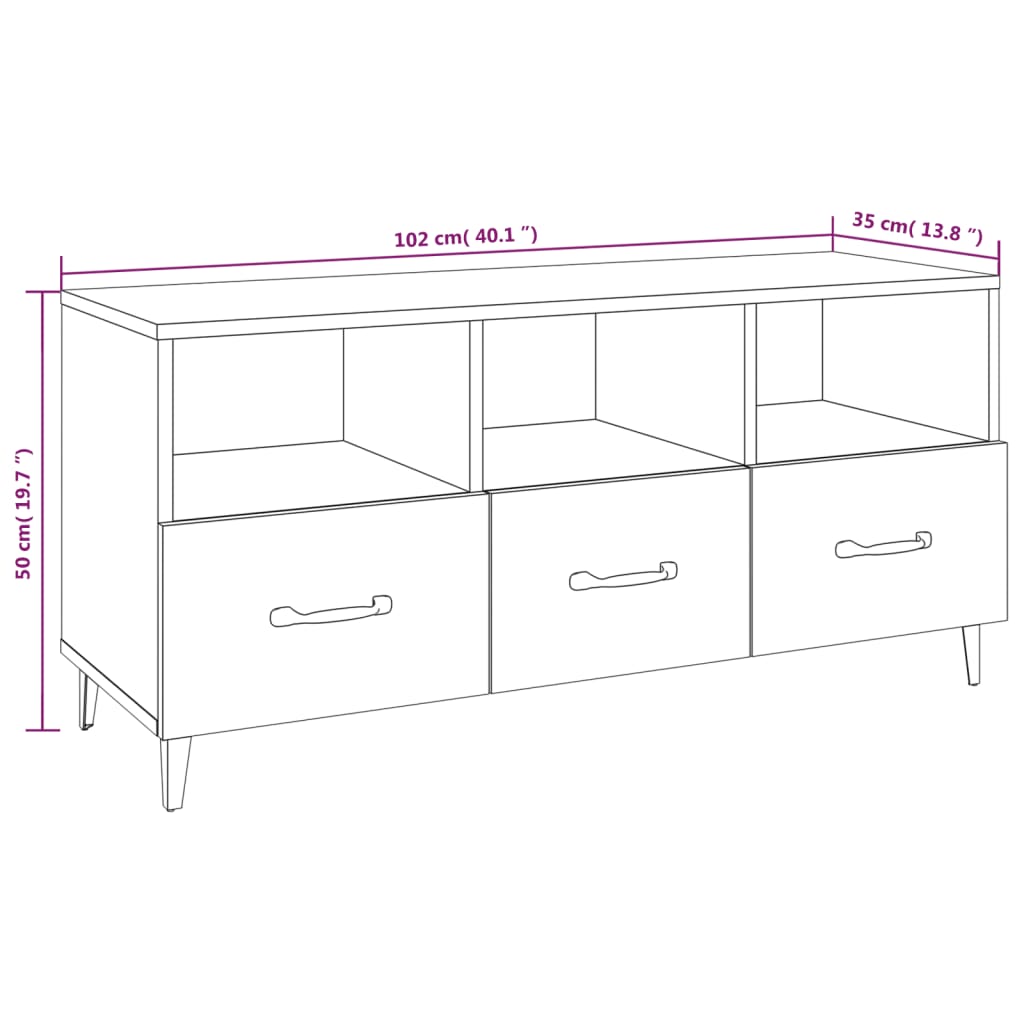 TV Cabinet Black 102x35x50 cm Engineered Wood