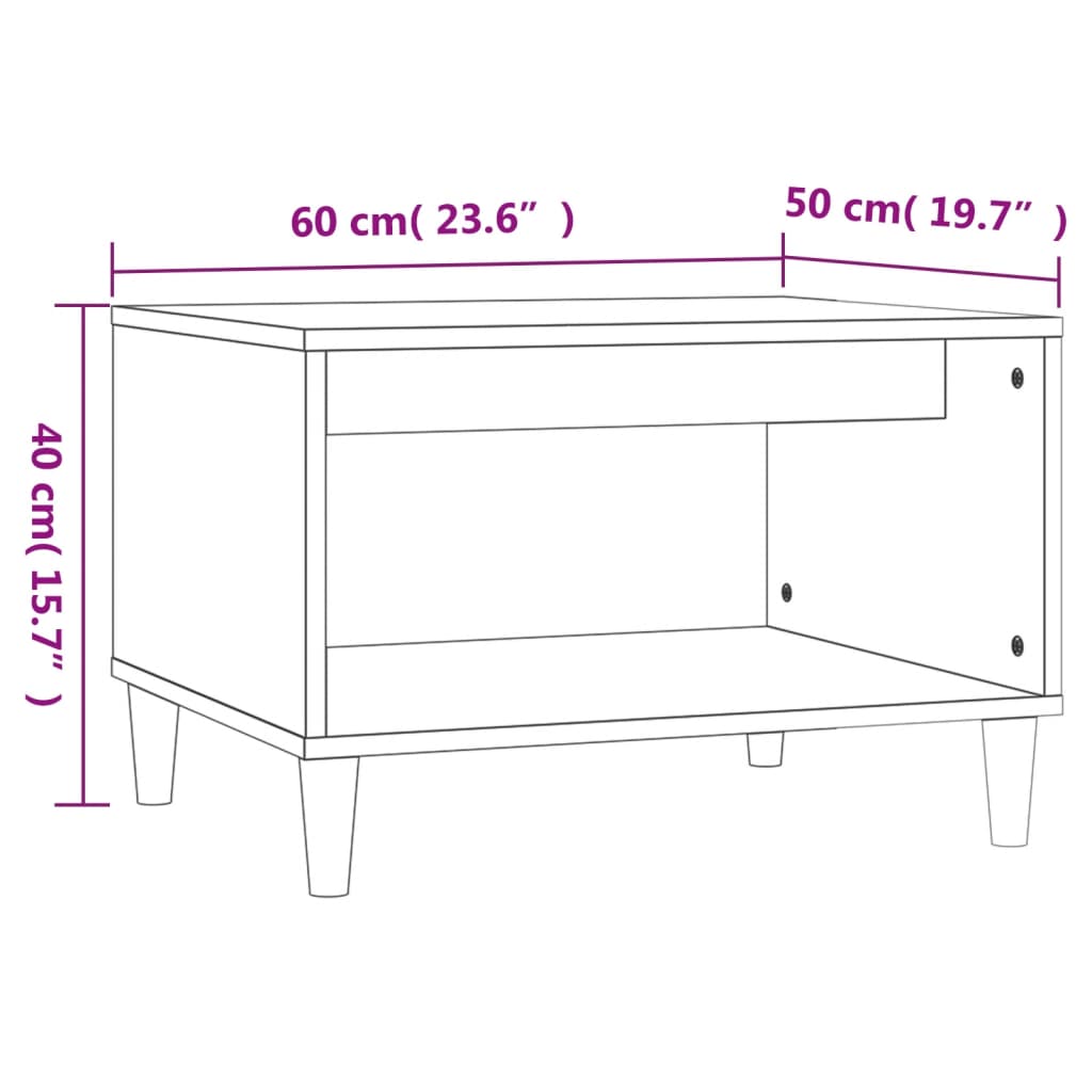 Coffee Table White 60x50x40 cm Engineered Wood