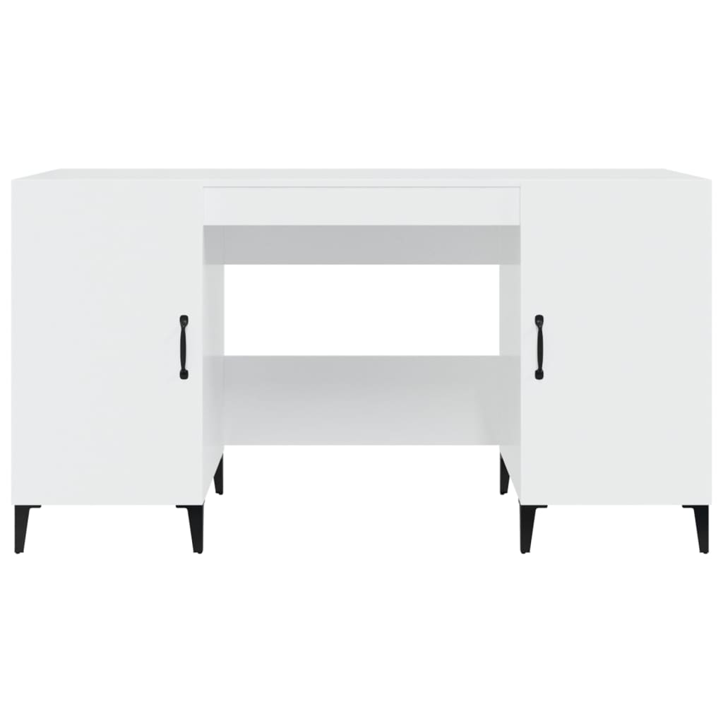 Desk High Gloss White 140x50x75 cm Engineered Wood