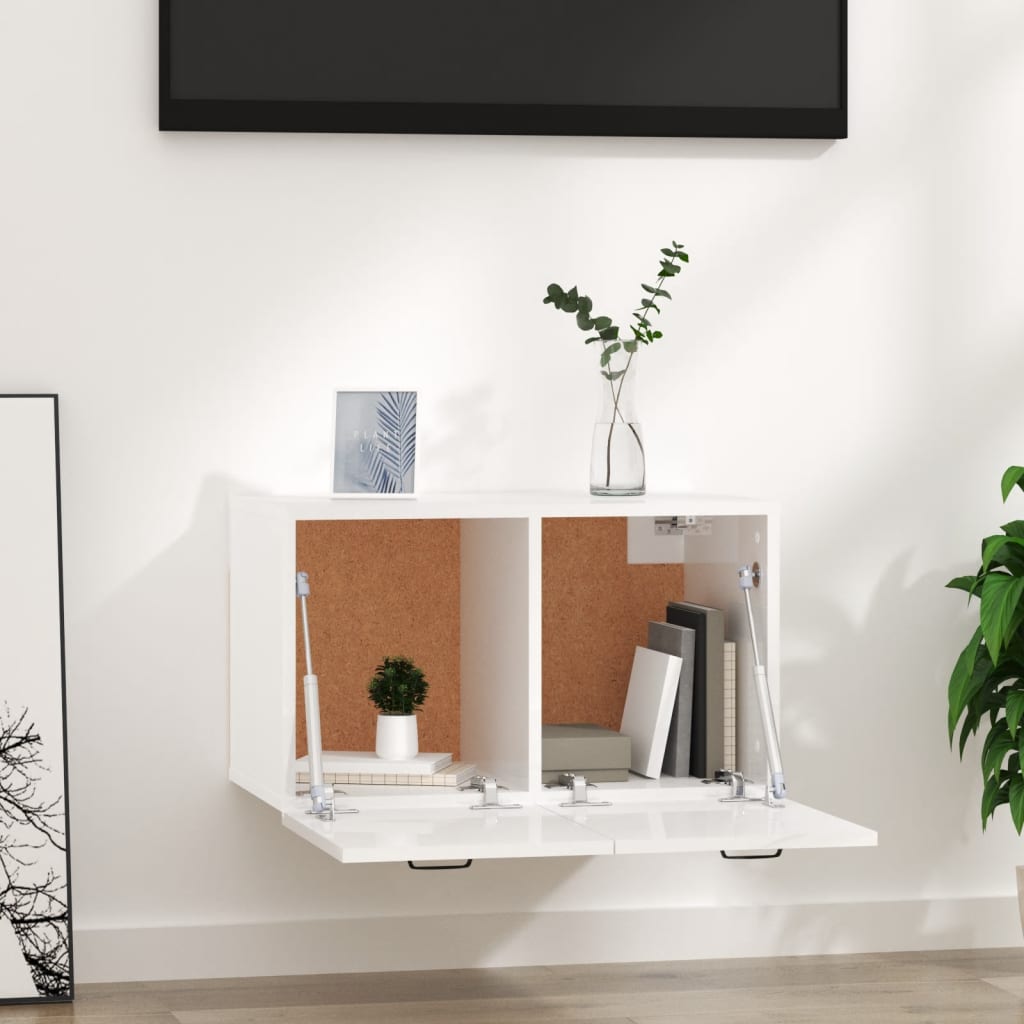 Wall Cabinet Engineered Wood High Gloss White