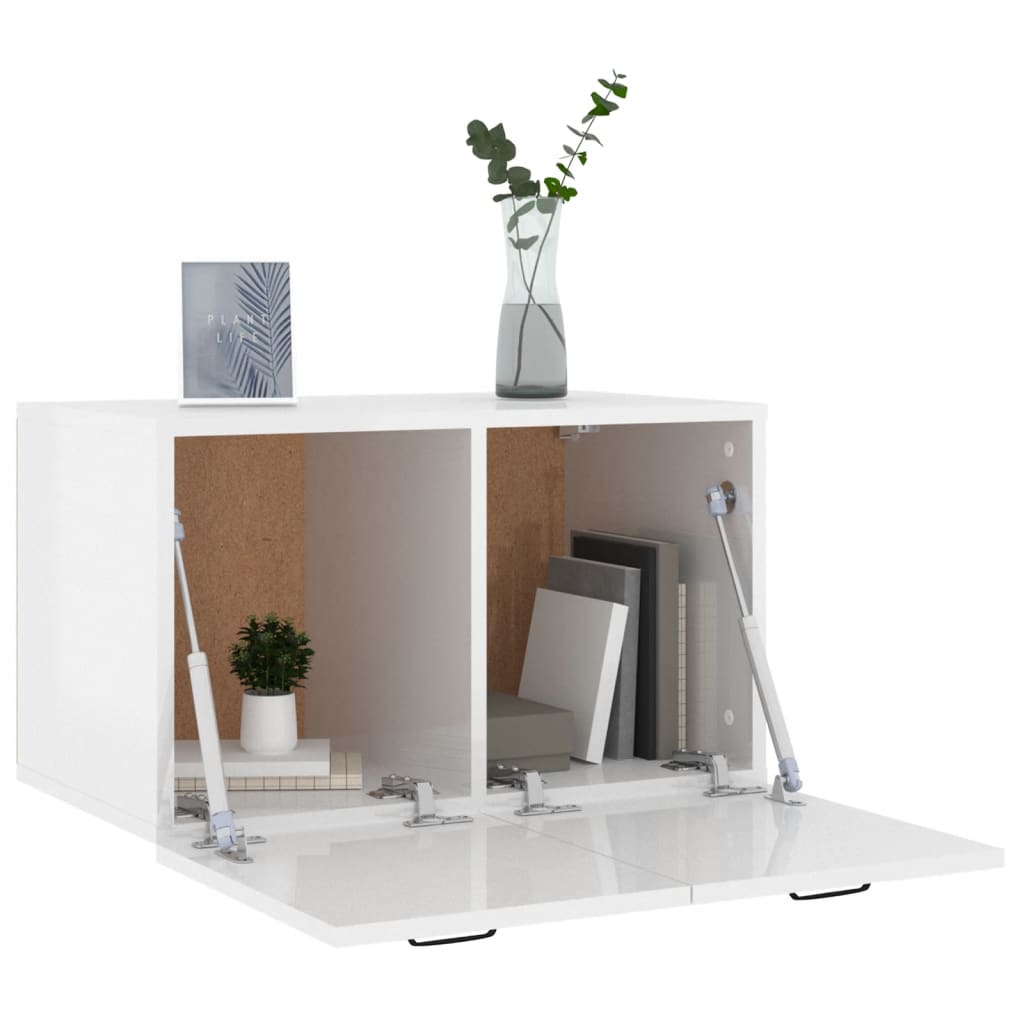 Wall Cabinet Engineered Wood High Gloss White