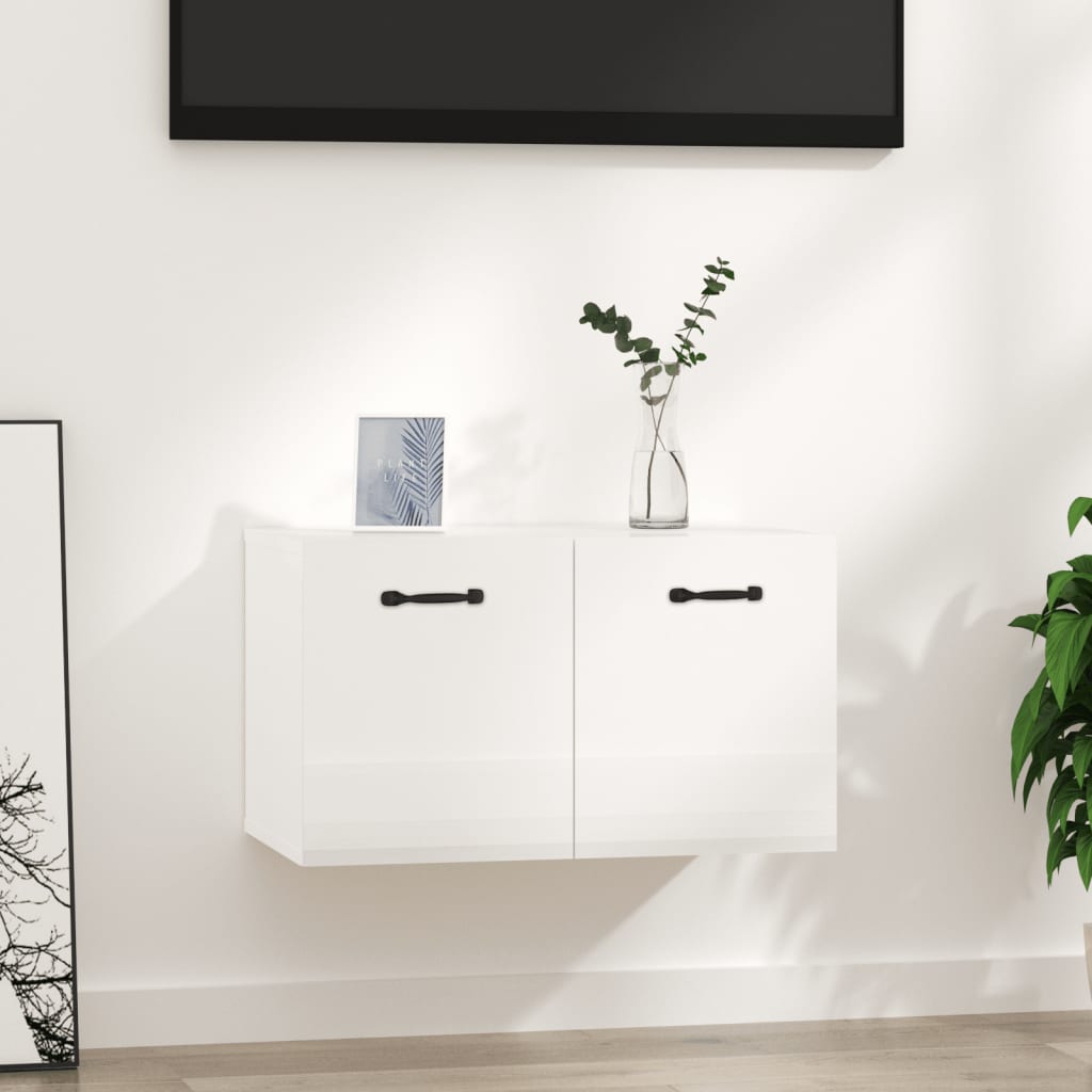 Wall Cabinet Engineered Wood High Gloss White