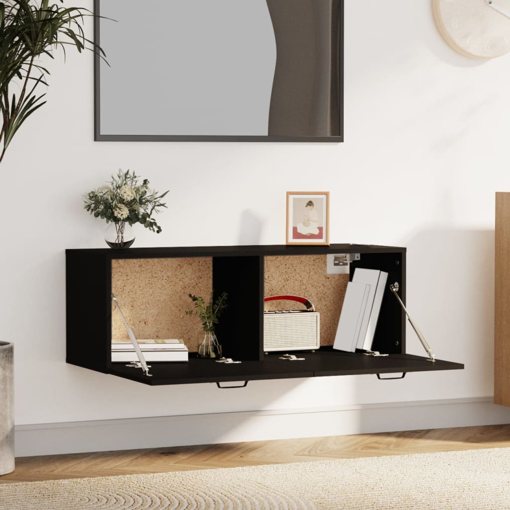 Wall Cabinet Black 100x36.5x35 cm Engineered Wood