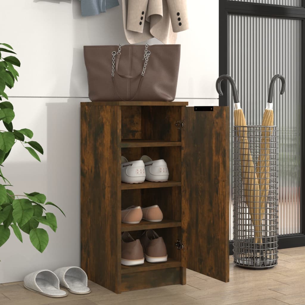 Shoe Cabinet Smoked Oak 30x35x70 cm Engineered Wood