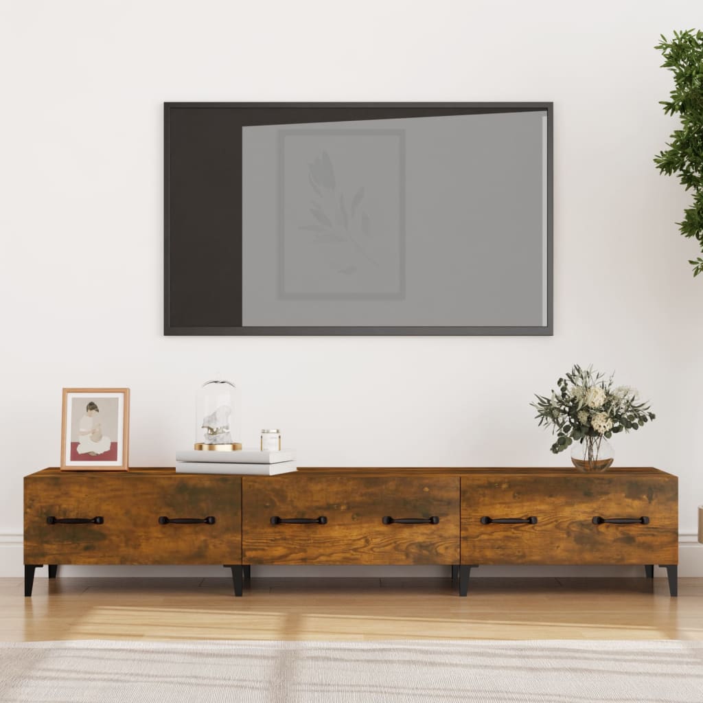 TV Cabinet Smoked Oak 150x34.5x30 cm Engineered Wood
