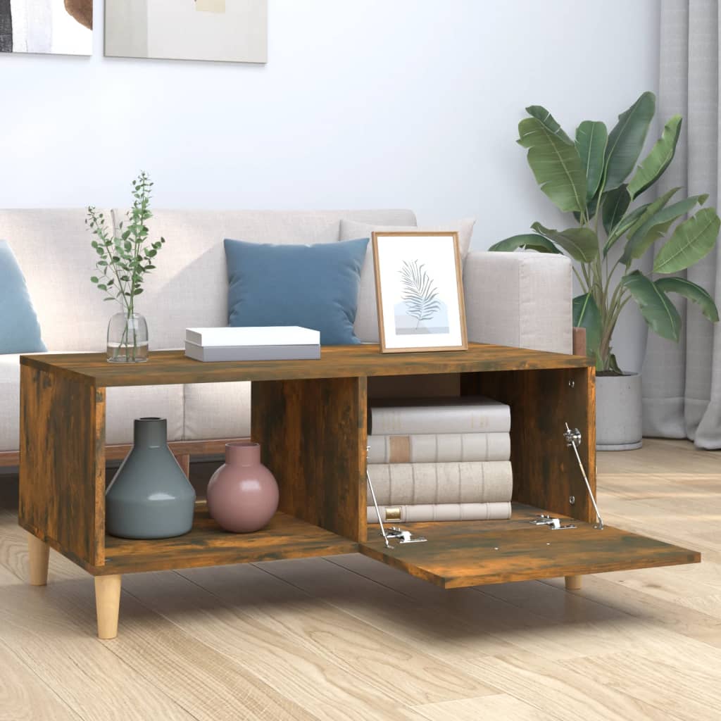 Coffee Table Smoked Oak 89.5x50x40 cm Engineered Wood