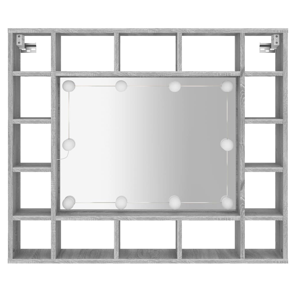 Mirror Cabinet with LED Grey Sonoma 91x15x76.5 cm