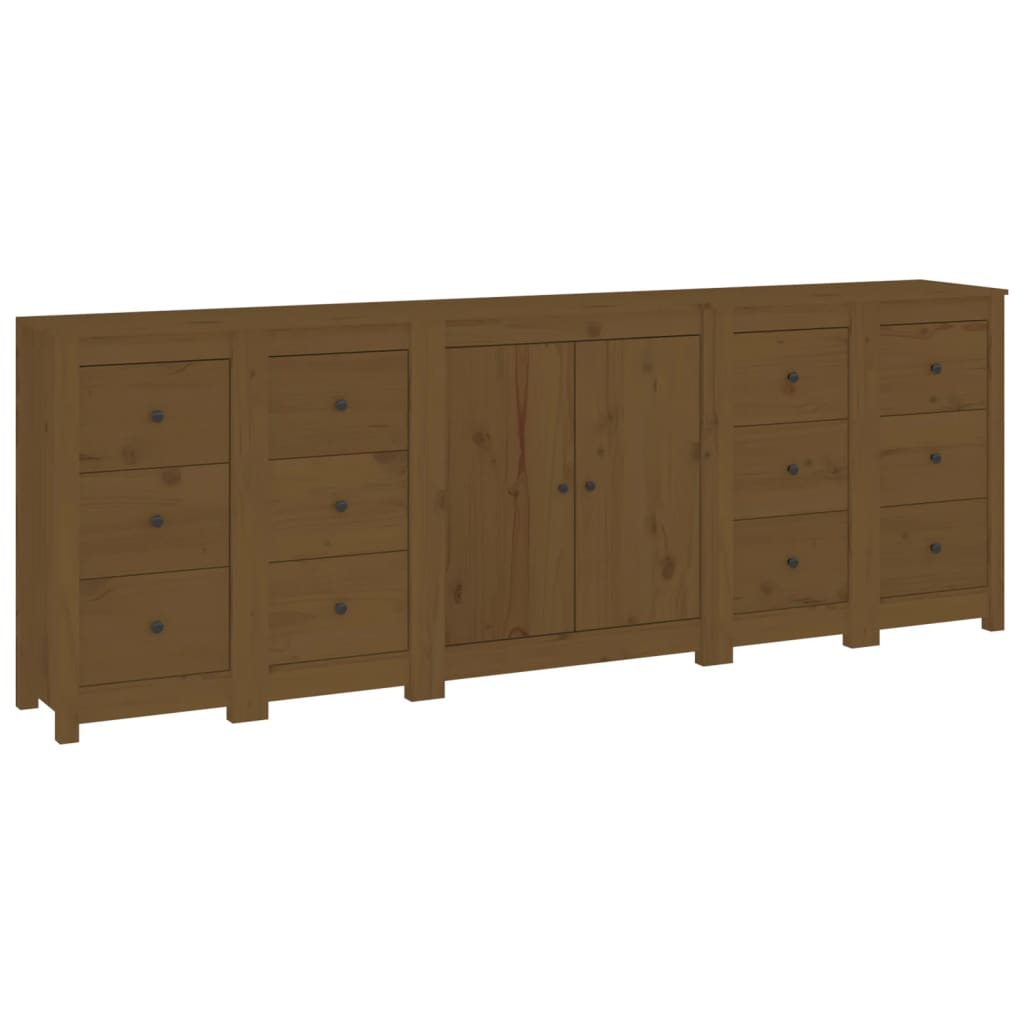 Sideboard Honey Brown 230x35x80 cm Solid Wood Pine