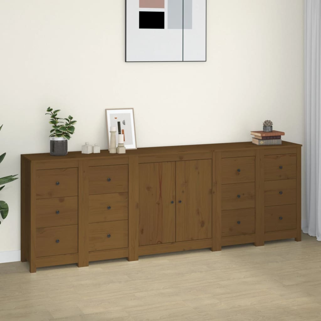 Sideboard Honey Brown 230x35x80 cm Solid Wood Pine