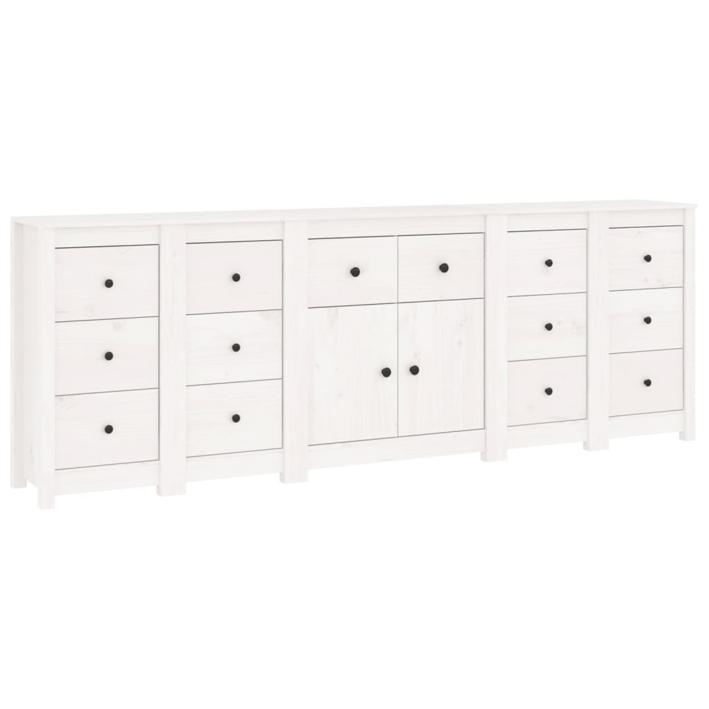 Sideboard White 230x35x80 cm Solid Wood Pine