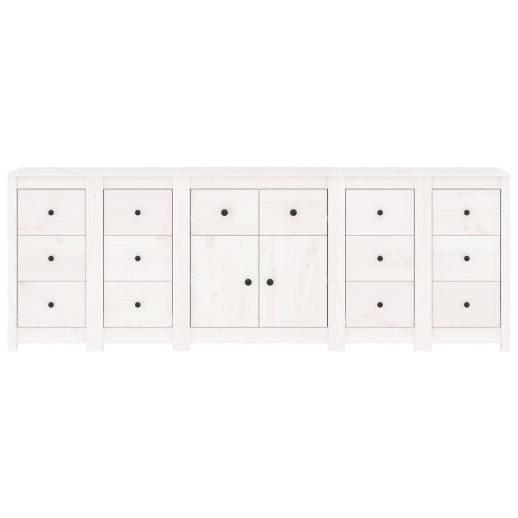 Sideboard White 230x35x80 cm Solid Wood Pine