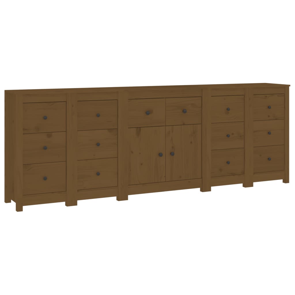Sideboard Honey Brown 230x35x80 cm Solid Wood Pine