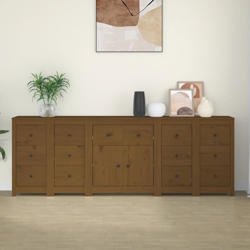 Sideboard Honey Brown 230x35x80 cm Solid Wood Pine