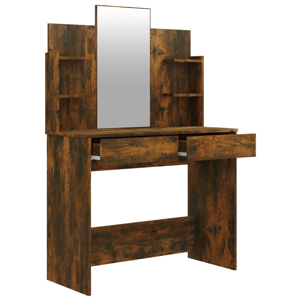 Dressing Table Set Smoked Oak 96x40x142 cm