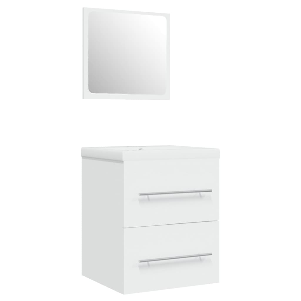 Sink Cabinet with Built-in Basin White Engineered Wood