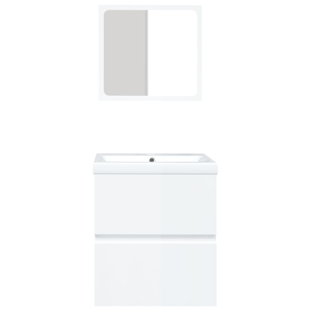 Bathroom Sink Cabinet with Basin and Mirror High Gloss White