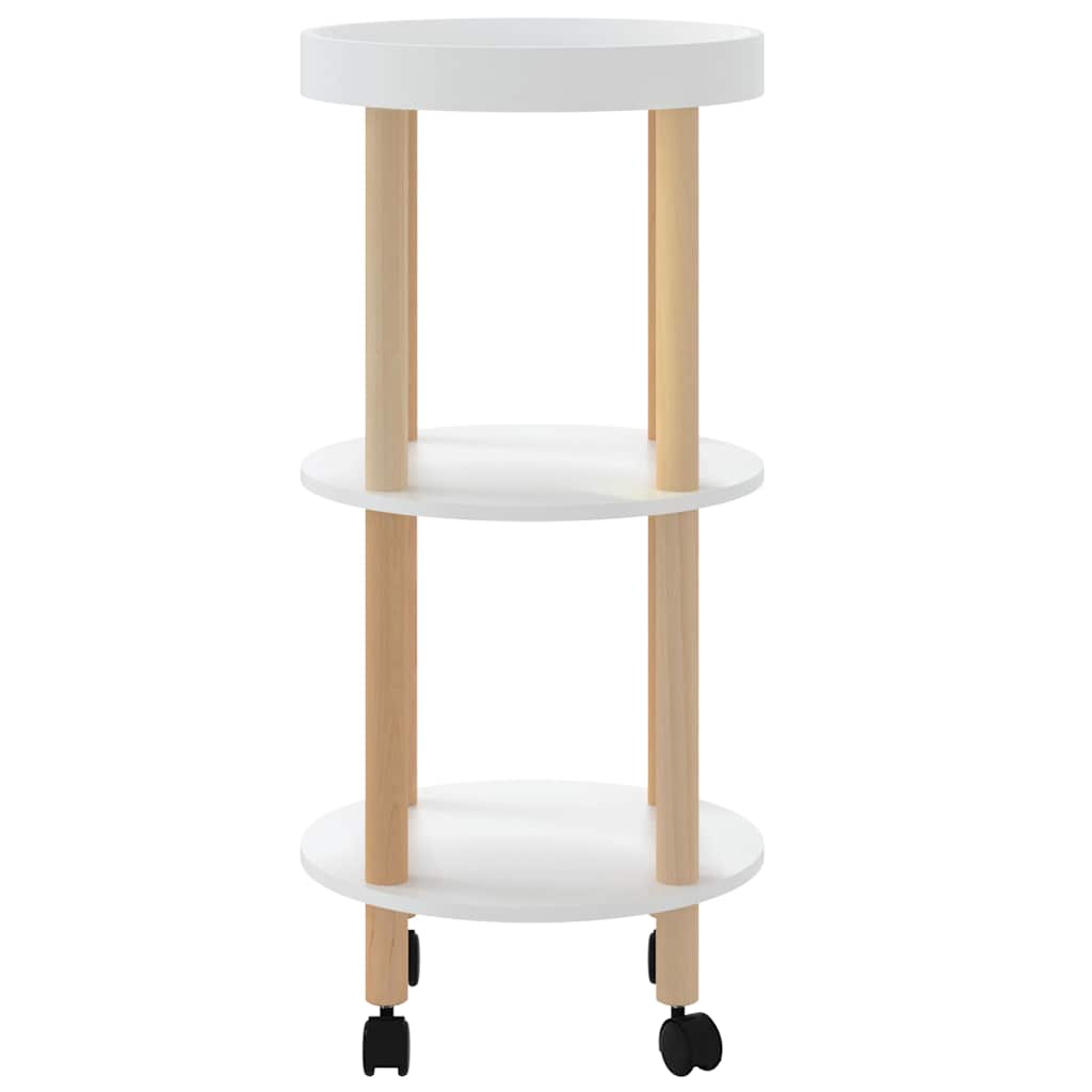 3-tier Trolley White 38x38x82 cm Engineered Wood&Solid Wood Pine