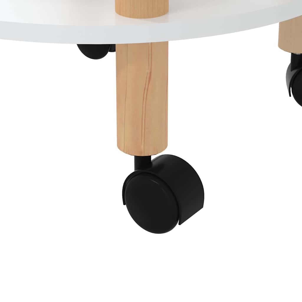 3-tier Trolley White 38x38x82 cm Engineered Wood&Solid Wood Pine
