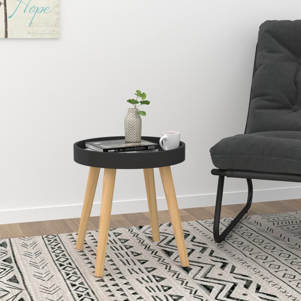 Side Table Black 38x38x40 cm Engineered Wood&Solid Wood Pine