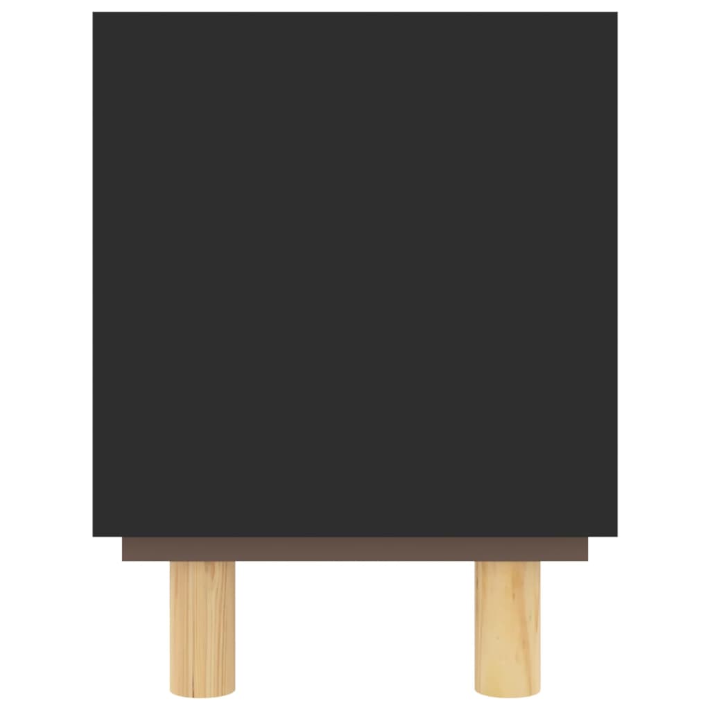 TV Cabinet Black 80x30x40 cm Solid Wood Pine and Natural Rattan