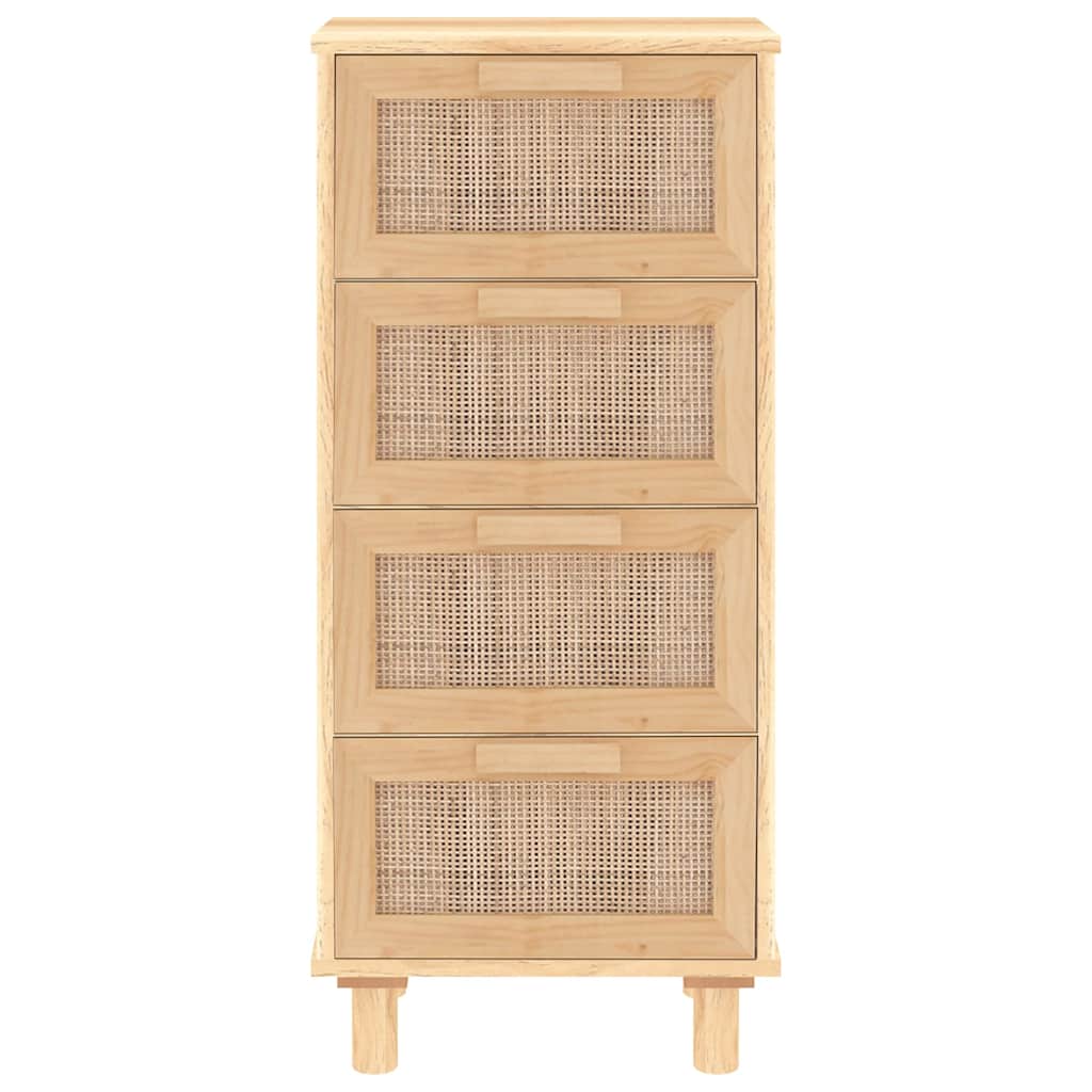 Sideboard Brown 40x30x90 cm Solid Wood Pine and Natural Rattan