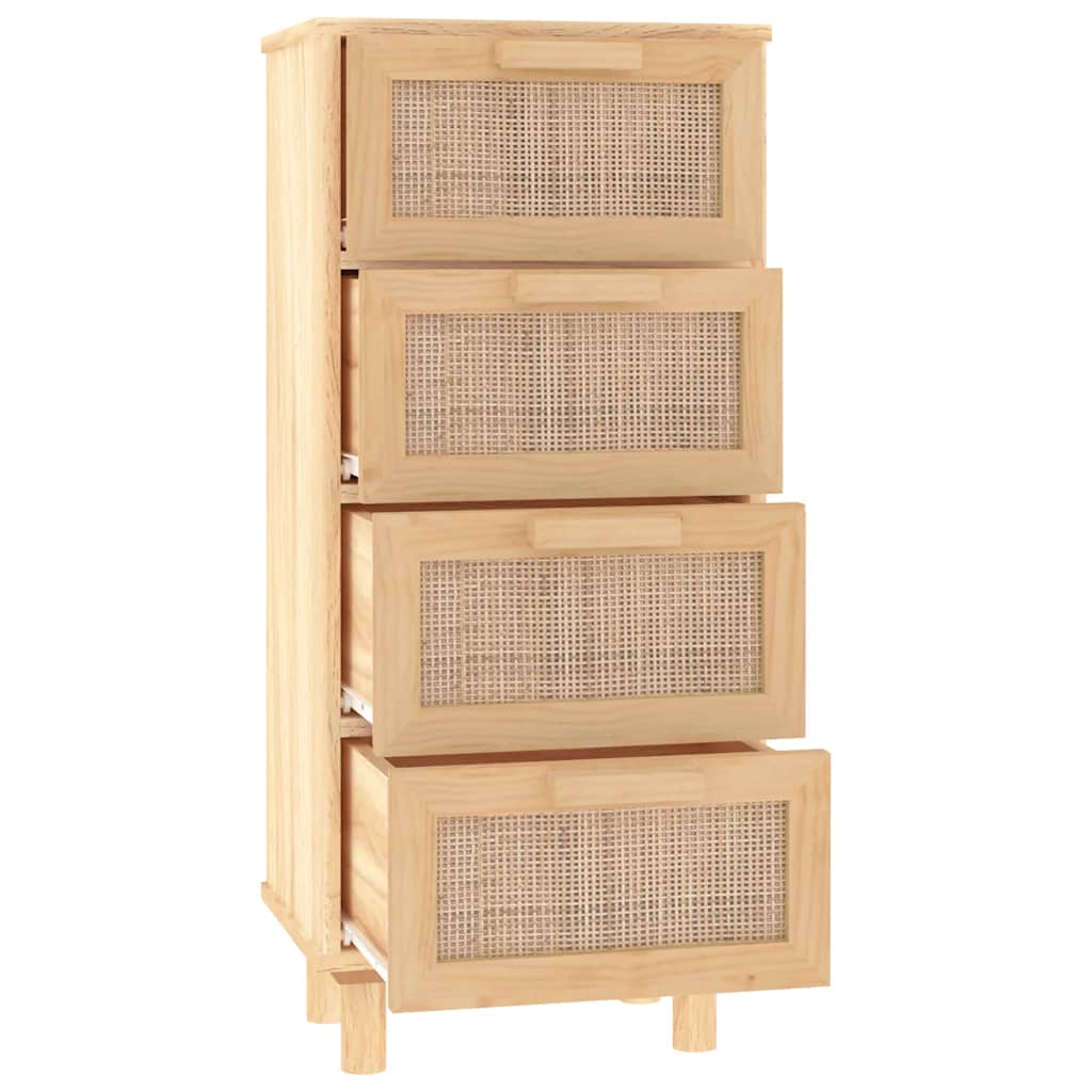 Sideboard Brown 40x30x90 cm Solid Wood Pine and Natural Rattan