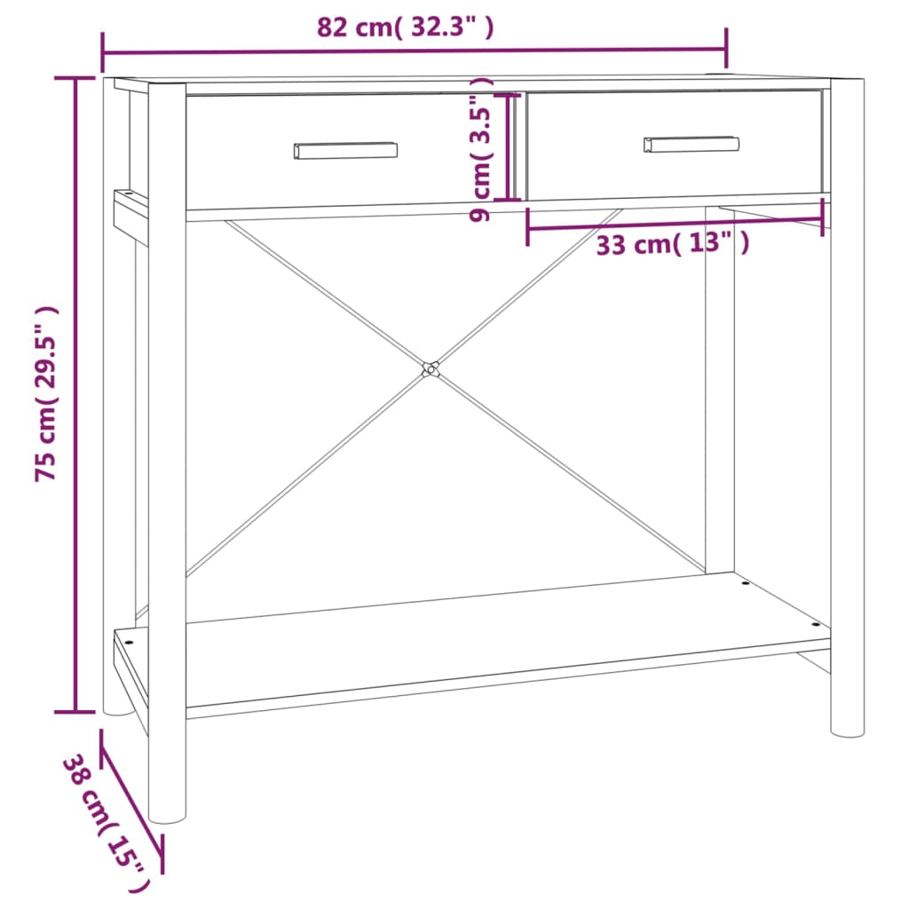 Console Table Black 82x38x75 cm Engineered Wood