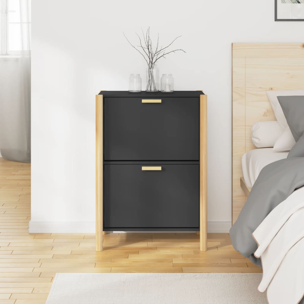 Shoe Cabinet Black 57.5x33x80 cm Engineered Wood