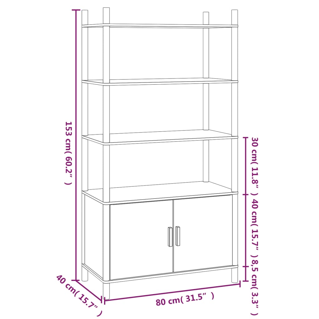 Highboard 80x40x153 cm Engineered Wood