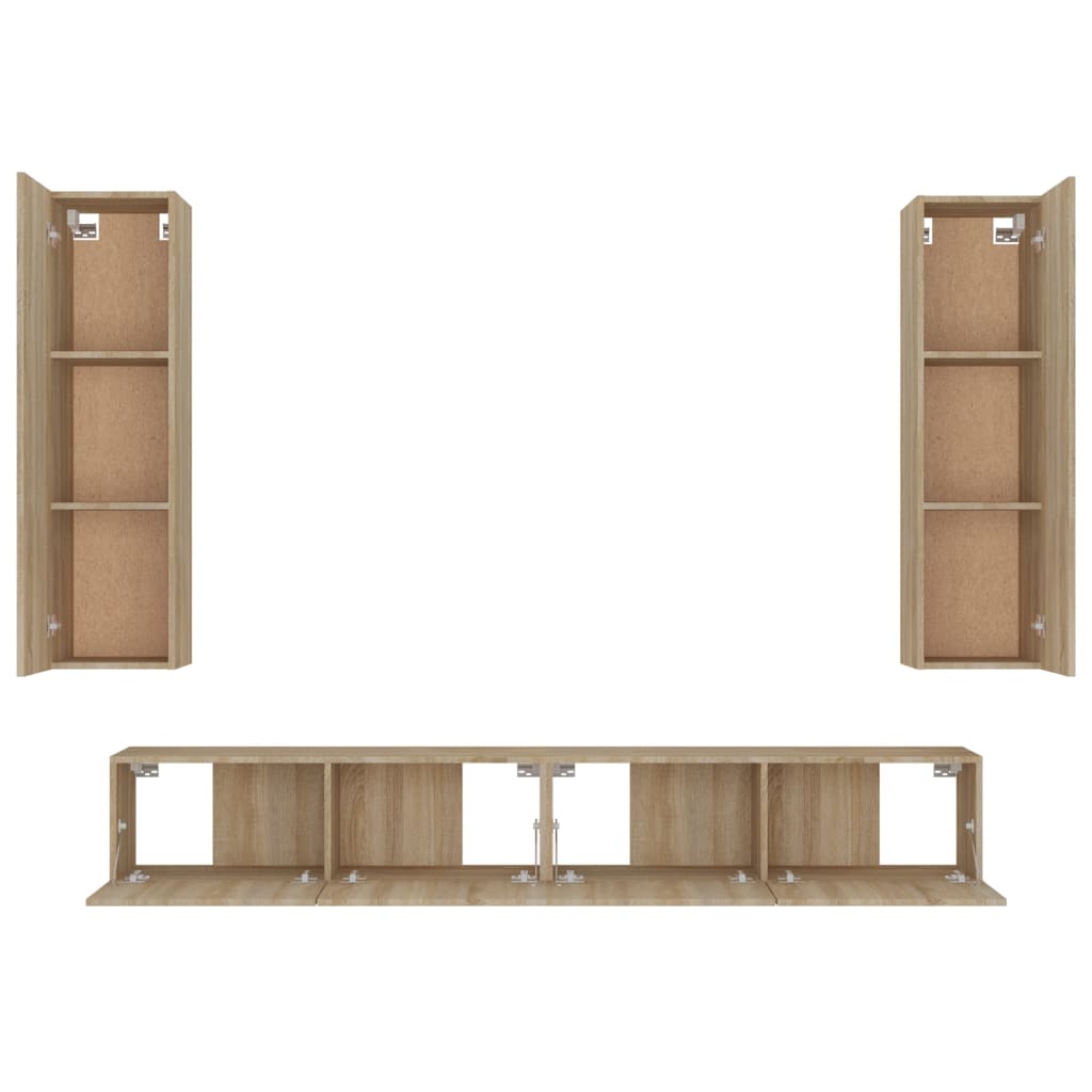 4 Piece TV Cabinet Set Sonoma Oak Engineered Wood