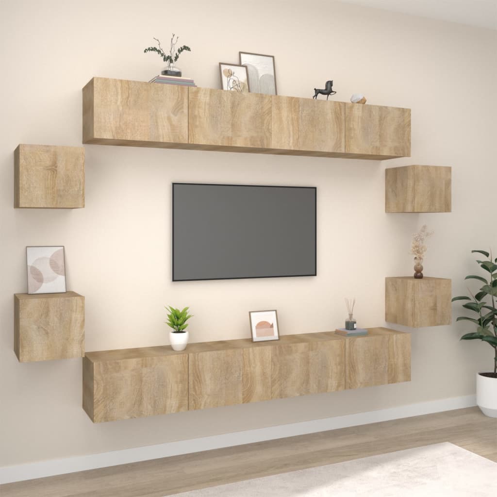 8 Piece TV Cabinet Set Sonoma Oak Engineered Wood