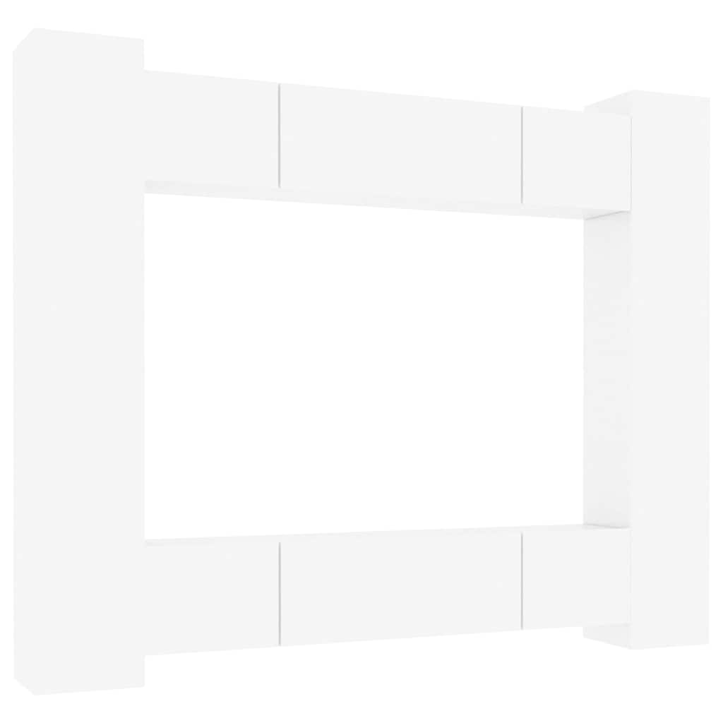 8 Piece TV Cabinet Set High Gloss White Engineered Wood