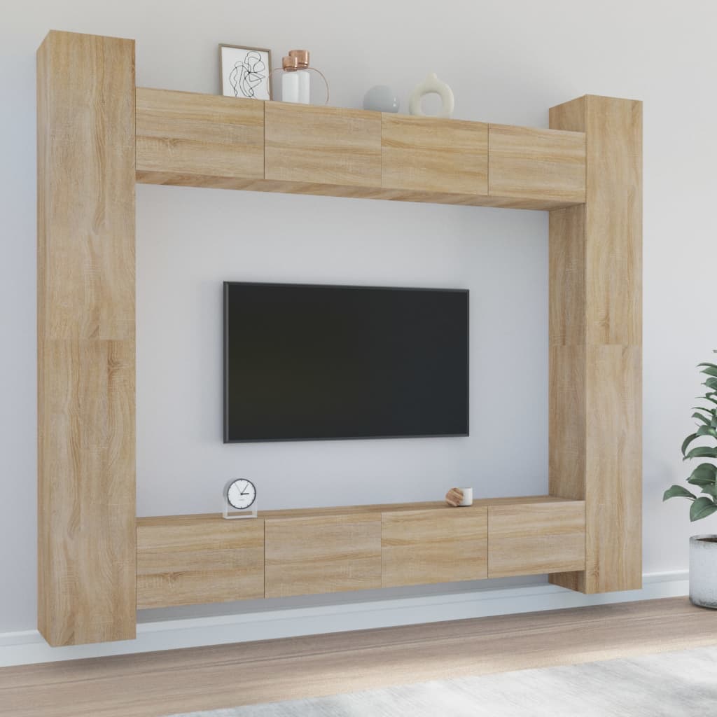 8 Piece TV Cabinet Set Sonoma Oak Engineered Wood